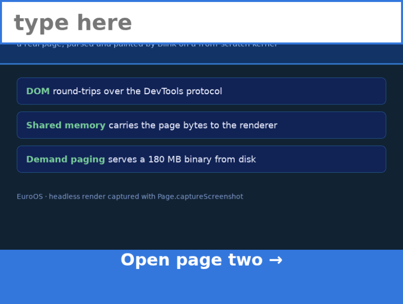 The first multi-process frame: the full test page rendered by an out-of-process renderer and captured at 795 by 600 pixels